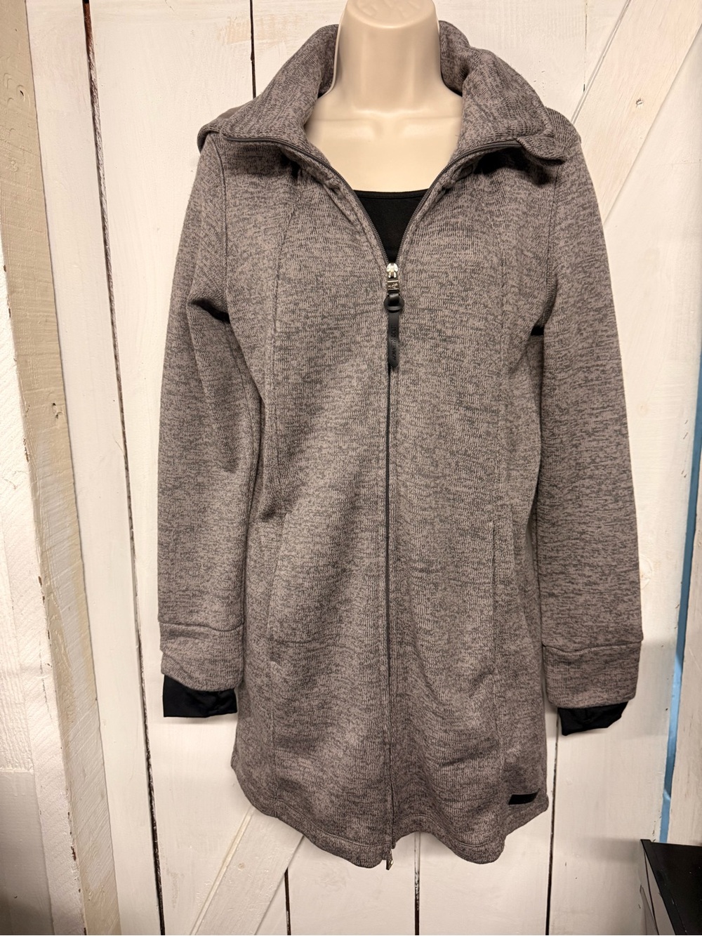 Kenneth Cole Reaction Heather Beige and Gray Zip-Front Trench Coat